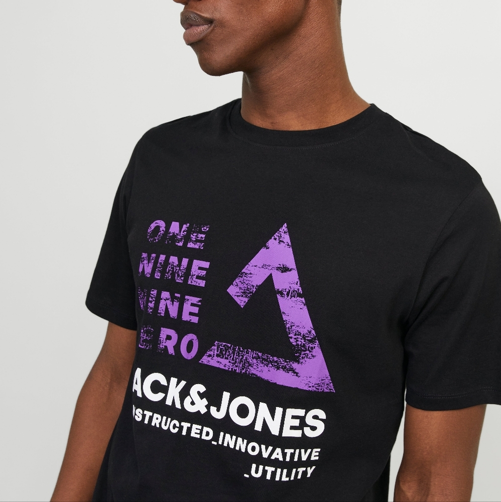 Jack & Jones Black Graphic T-Shirt for Men